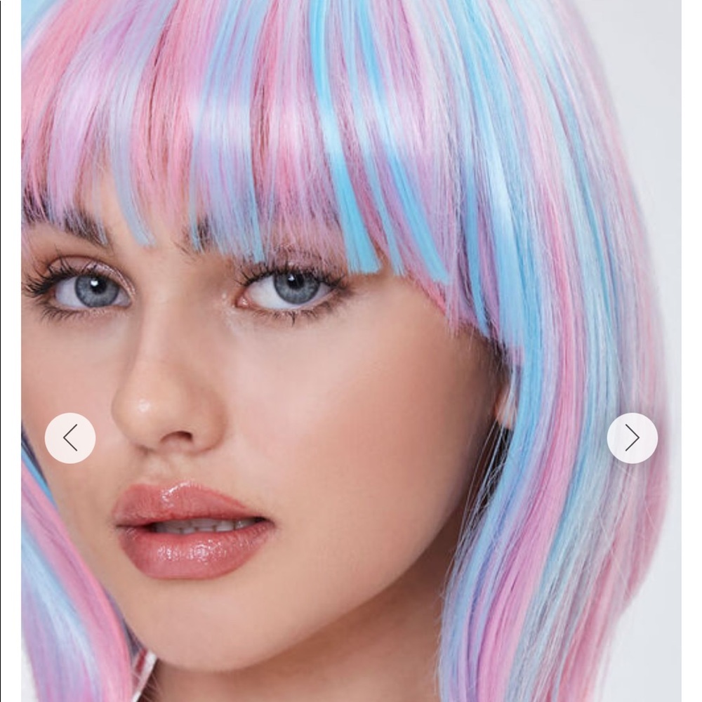 Pink and blue wig